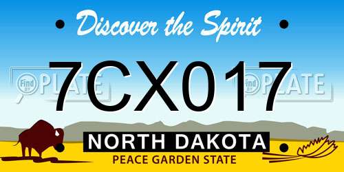 7CX017 North Dakota License Plate