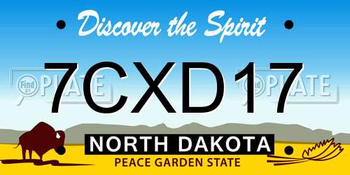 7CXD17 North Dakota License Plate