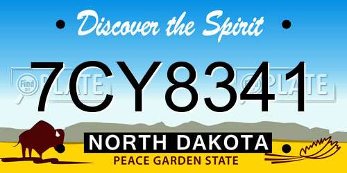 7CY8341 North Dakota License Plate