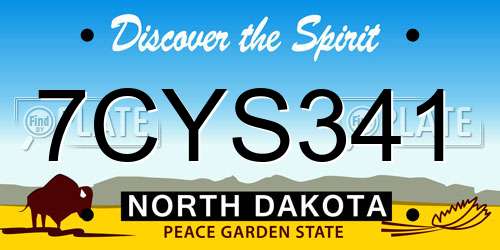 7CYS341 North Dakota License Plate