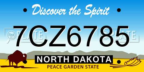 7CZ6785 North Dakota License Plate