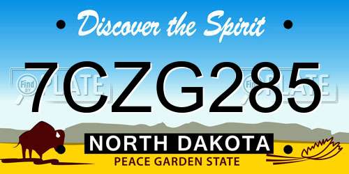 7CZG285 North Dakota License Plate