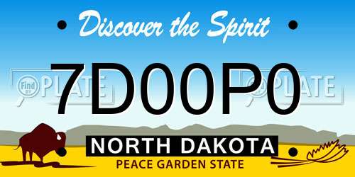 7D00P0 North Dakota License Plate