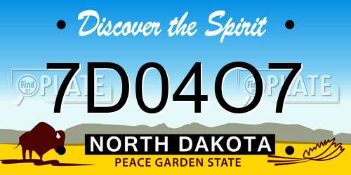 7D04O7 North Dakota License Plate