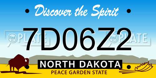 7D06Z2 North Dakota License Plate