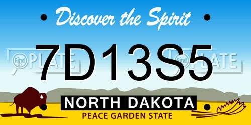 7D13S5 North Dakota License Plate