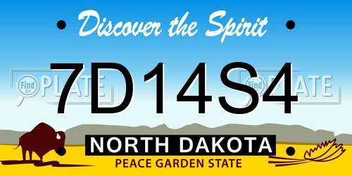 7D14S4 North Dakota License Plate