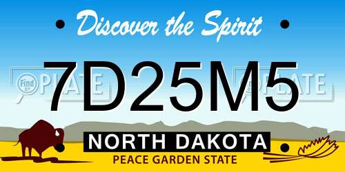 7D25M5 North Dakota License Plate