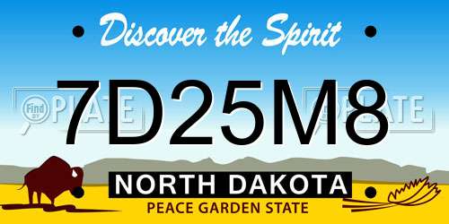 7D25M8 North Dakota License Plate