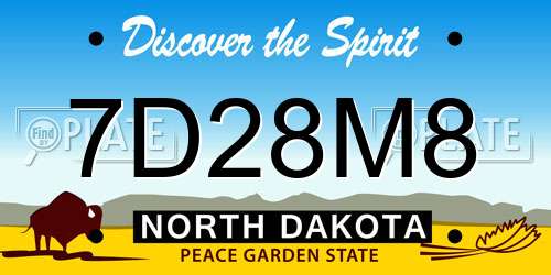 7D28M8 North Dakota License Plate