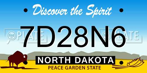 7D28N6 North Dakota License Plate