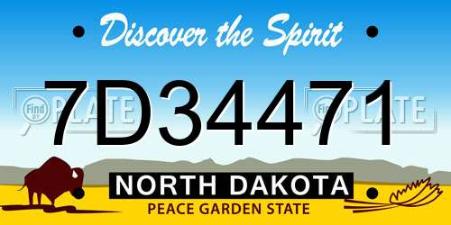 7D34471 North Dakota License Plate