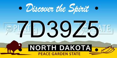 7D39Z5 North Dakota License Plate