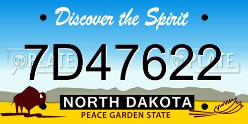 7D47622 North Dakota License Plate