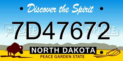 7D47672 North Dakota License Plate
