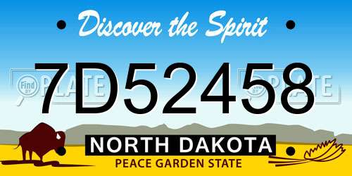 7D52458 North Dakota License Plate