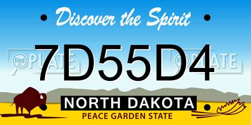 7D55D4 North Dakota License Plate