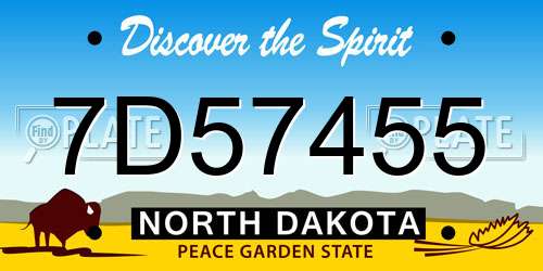 7D57455 North Dakota License Plate
