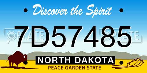 7D57485 North Dakota License Plate