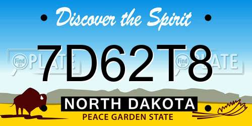 7D62T8 North Dakota License Plate