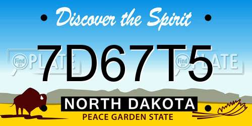 7D67T5 North Dakota License Plate