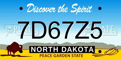 7D67Z5 North Dakota License Plate