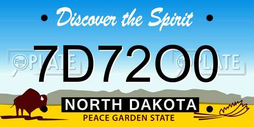 7D72O0 North Dakota License Plate