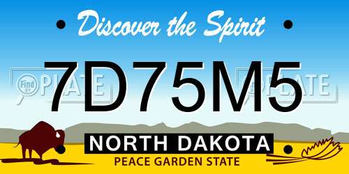 7D75M5 North Dakota License Plate