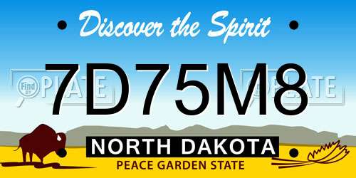 7D75M8 North Dakota License Plate