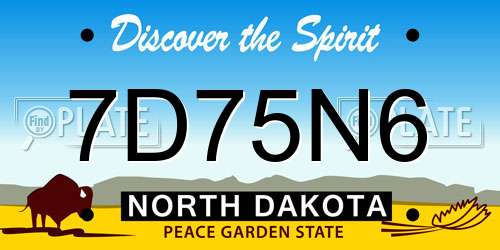 7D75N6 North Dakota License Plate