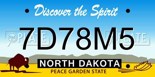 7D78M5 North Dakota License Plate
