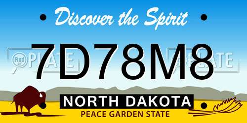 7D78M8 North Dakota License Plate