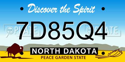 7D85Q4 North Dakota License Plate