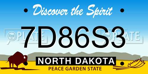 7D86S3 North Dakota License Plate
