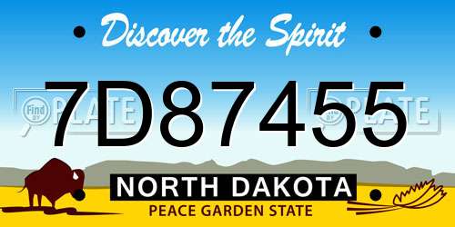 7D87455 North Dakota License Plate