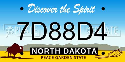 7D88D4 North Dakota License Plate
