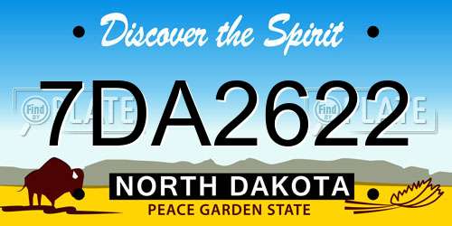 7DA2622 North Dakota License Plate