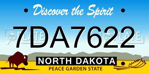 7DA7622 North Dakota License Plate