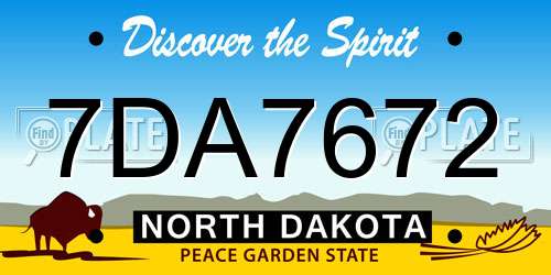 7DA7672 North Dakota License Plate