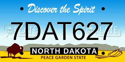 7DAT627 North Dakota License Plate