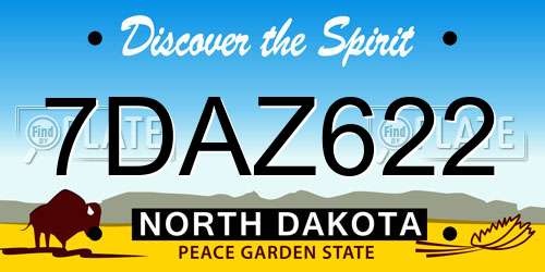 7DAZ622 North Dakota License Plate
