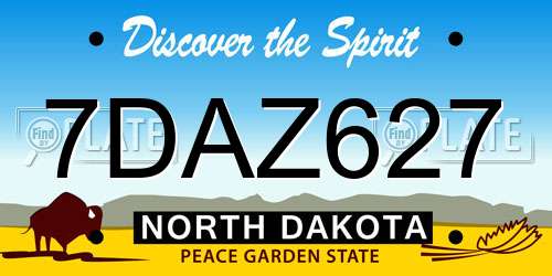 7DAZ627 North Dakota License Plate