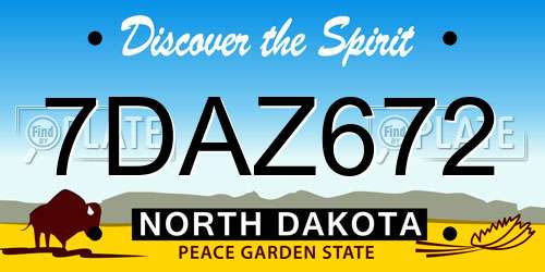 7DAZ672 North Dakota License Plate