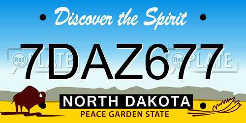 7DAZ677 North Dakota License Plate