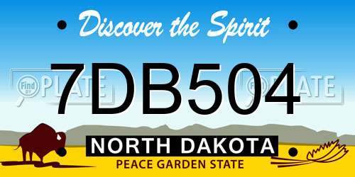 7DB504 North Dakota License Plate