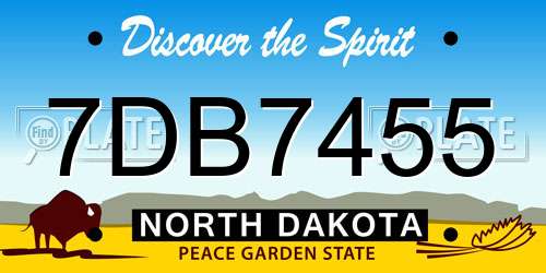 7DB7455 North Dakota License Plate