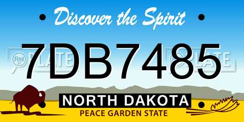 7DB7485 North Dakota License Plate