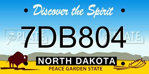 7DB804 North Dakota License Plate