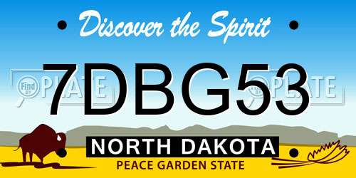 7DBG53 North Dakota License Plate