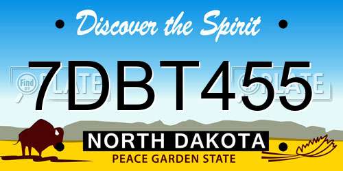 7DBT455 North Dakota License Plate